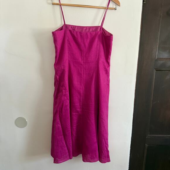 LAUREN Ralph Lauren | Purple Fuchsia 90s Vintage Linen Straight Neck Sundress 10 - Picture 2 of 4